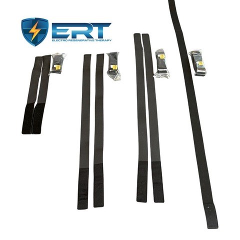 ERT activation straps holding applicator placement during a professional session