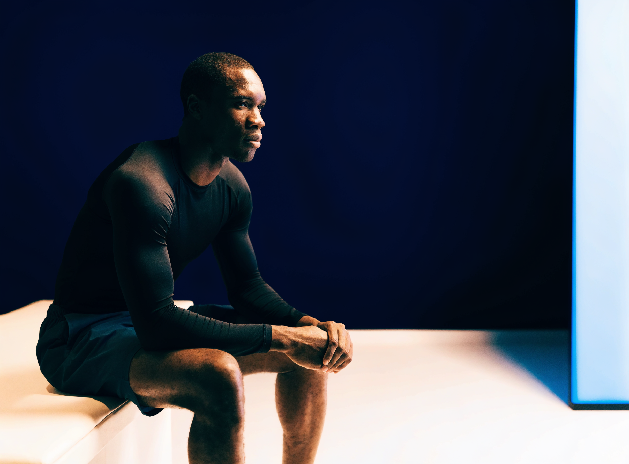 Professional athlete preparing for a focused recovery session